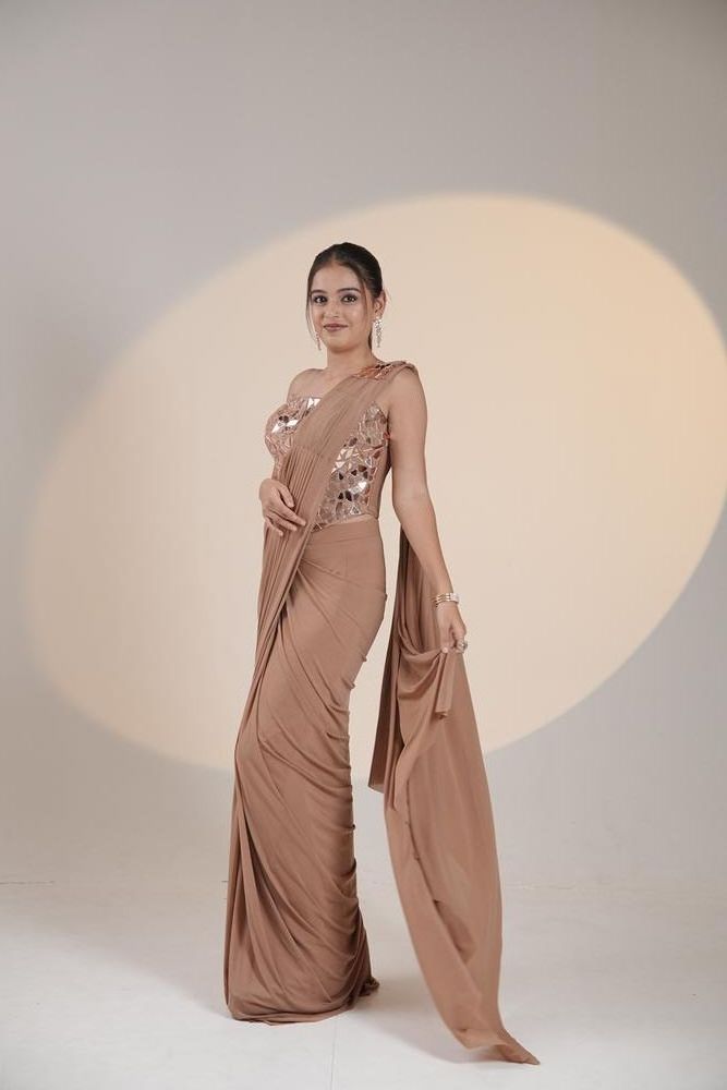 Pink Blush Drape Saree view 2